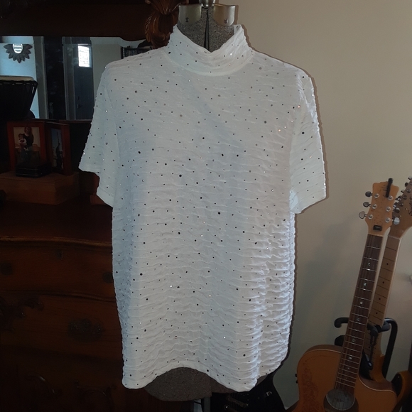 Size Xlarge sparkly sequence the chiffon TanJay blouse shirt - Picture 11 of 16